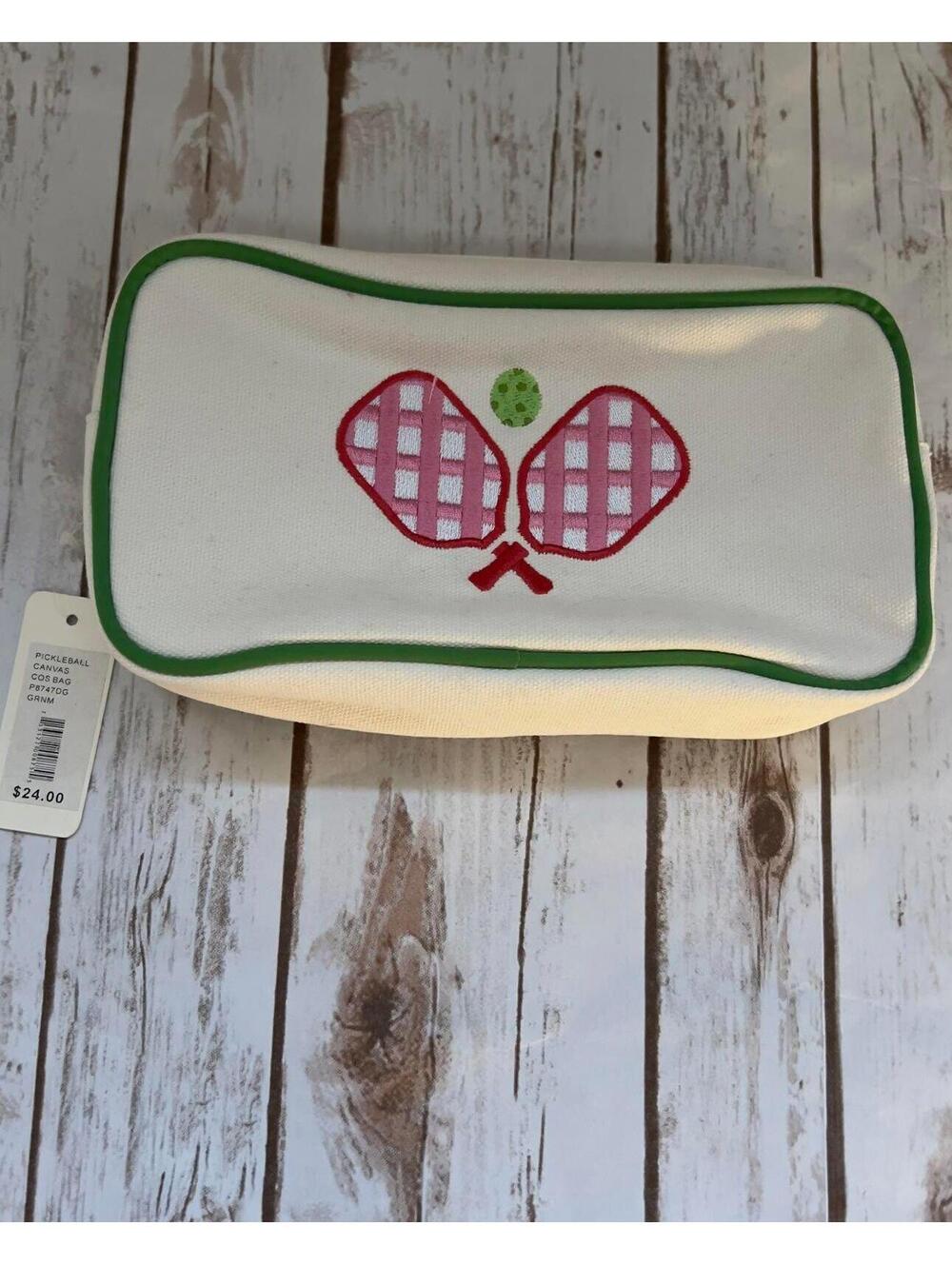 NEW Pickleball Canvas Cos Bag with Pink and Green Design
